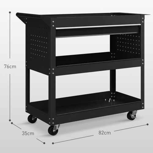 Durhand DURHAND 3-tier Tool Trolley Cart Roller Cabinet Garage Workshop with Drawer 2