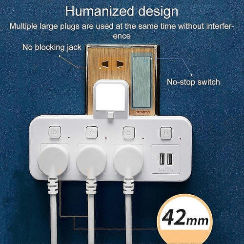 Home Office USB Wireless Plug Converter Plug Board, with Night Light 1 to 3 + 2USB Not Specified 1
