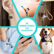 198Pcs Shrink Keychain DIY Kit,with 16 Blank & 4 Pre-Printed Shrink Sheets, Hole Punch, Keychains, Colored Pencils