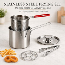 Friteuse, Passoire à Huile en Acier Inoxydable avec Poignée Ergonomique pour Frites, Ailes de Poulet, Poisson A
