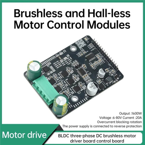 6-80V 3-Phase Brushless  (BLDC) Motor Controller/Driver Board - Sensorless, PWM Speed Control Supported 1
