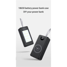 P12 18650 Battery Power Bank Case Shell DIY Dual USB Type C 22.5W 15W Wireless Charging Battery Not Included