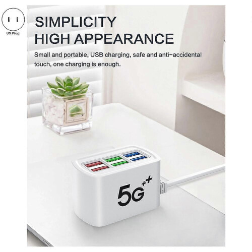 USB Power Strip Phone Charger Adapter Head Socket Wall Charger Iphone Xiaomi Socket HUB White 1