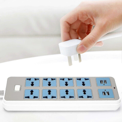 Power Strip with 4 USB Sockets, 3000W, 8 Universal Sockets, EU Plug 1