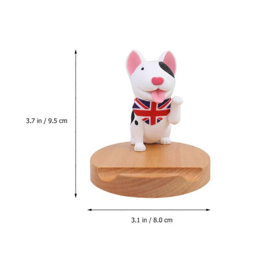 Supporto per smartphone a forma di cane in legno, da scrivania. 1