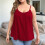 Regatas  Size Femininas com Alças Finas e Estilo Túnica Vermelho L 2