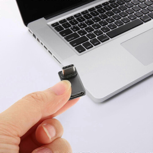 2pcs USB C 90 Degree Adapter Right Angle C Connector Computer Adapter Accessory Grey 1.9x1.2x1.4cm 1