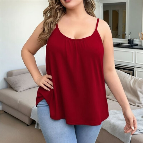 Regatas  Size Femininas com Alças Finas e Estilo Túnica Vermelho M 2