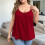 Regatas  Size Femininas com Alças Finas e Estilo Túnica Vermelho M 4