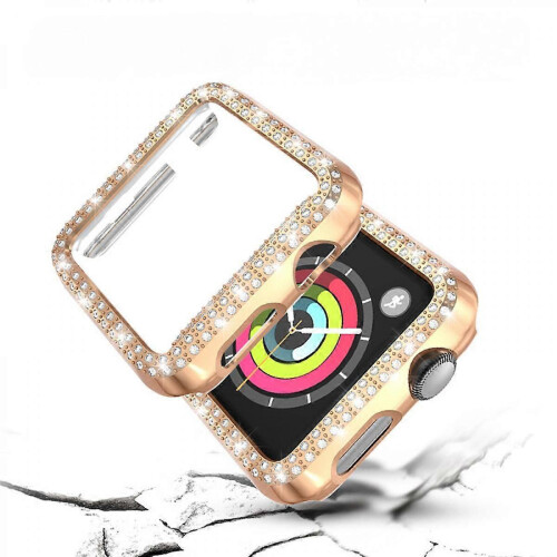 2 Pack Apple Watch Series 7/8 45mm Bumper Bling Case [No Screen Glitter Diamond Protector Cover 2