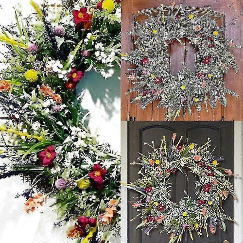 16-inch Artificial Wreath for Spring & Summer - Versatile, Durable Farmhouse Decor 1