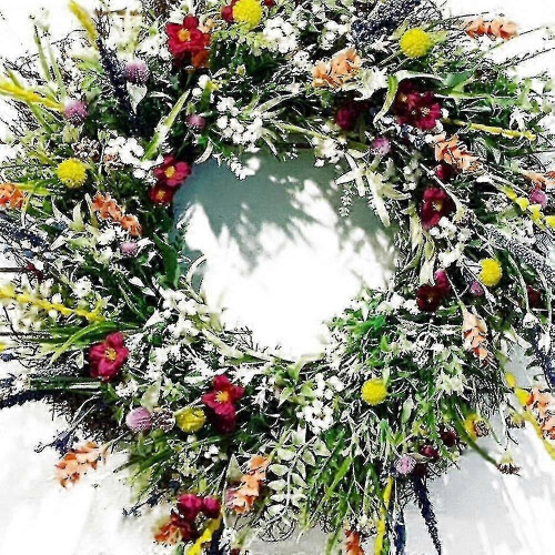 16-inch Artificial Wreath for Spring & Summer - Versatile, Durable Farmhouse Decor 2