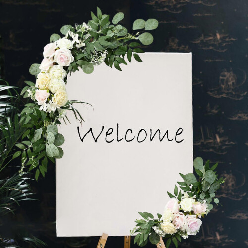 guirlandes de fleurs rustiques pour arche de mariage, centre de table, feuilles vertes roses 2