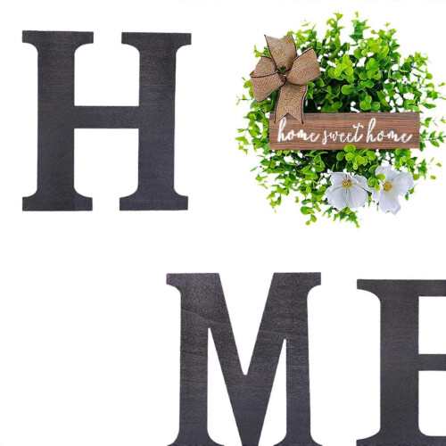 Home Letters with Artificial Wreath Garland for Housewarming Wedding Nursery 1