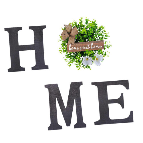 Home Letters with Artificial Wreath Garland for Housewarming Wedding Nursery 2