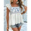 Womens Embroidered Tie Front Square Neck Flutter Sleeve Ruffle Blouse Boho Chic Summer Top White XXL 5
