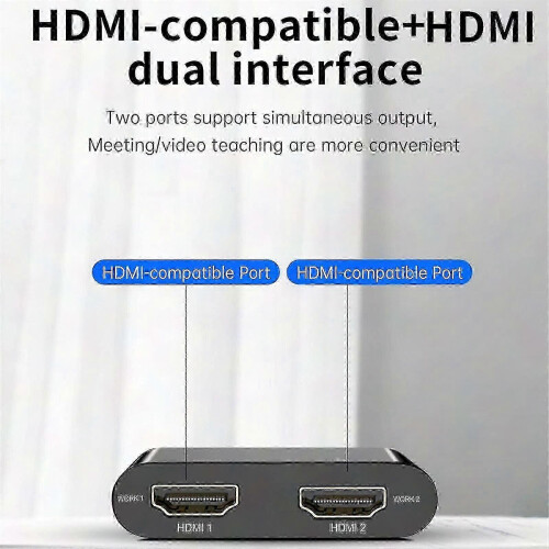Adaptador USB 3.0 a HDMI doble, compatible con vídeo externo para Windows (negro) 2