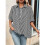 Camicia Casual da Donna A Righe con Bottoni, Collo A V, Maniche Corte e Ampia Nero M 4