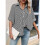 Camicia Casual da Donna A Righe con Bottoni, Collo A V, Maniche Corte e Ampia Nero M 5