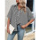 Camicia Casual da Donna A Righe con Bottoni, Collo A V, Maniche Corte e Ampia Nero M 6