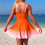 Dames Eendelig Badpak met Kleurverloop en Rokje, Monokini Bikini Model Oranje Verloop L 4