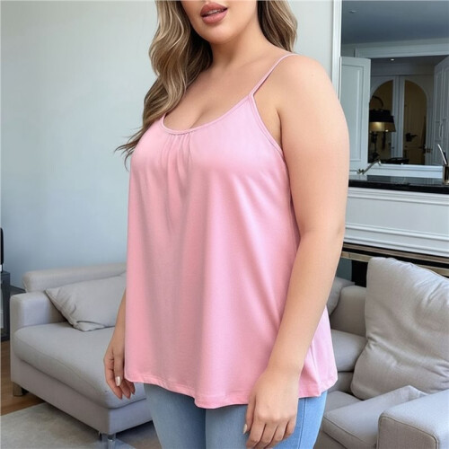 Regatas  Size Femininas com Alças Finas e Estilo Túnica Rosa 5XL 2