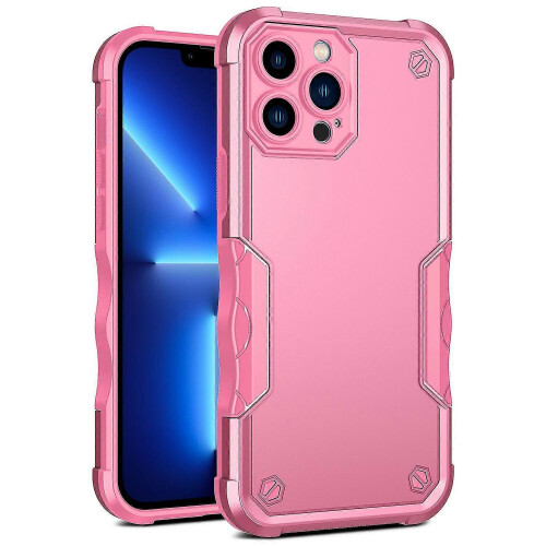 (Pink) Slankt, kraftig, støtsikkert deksel med to lag til iPhone 13 Pro Max