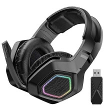 (Black) Casque de jeu circum-aural à réduction de bruit avec microphone et éclairage LED