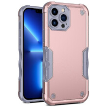 (Rose gold) Slimmat, kraftigt, stötsäkert skal med dubbla lager till iPhone 13 Pro Max