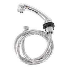 (Argent) Douchette portable noire pour bac à shampoing avec tuyau, idéale pour les salons de coiffure et les barbiers.