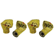 (Gold) 4pcs Snake Head Tire Valve Stem Cover Dustproof Air Valve Lids Protectors Truck Wheel