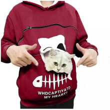 (Burgundy, M) Sweat à capuche confortable et tendance pour femme amoureuse des chats avec poche kangourou