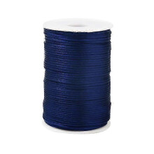 (Dark blue) 2mm x 100m Cream White Nylon Satin Rattail Macrame Waxed Trim Cord Bracelet Necklace Bulk