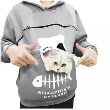 (Light Gray, XL) Sweat à capuche confortable et tendance pour femme amoureuse des chats avec poche kangourou