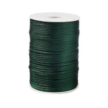 (Green) 2mm x 100m Cream White Nylon Satin Rattail Macrame Waxed Trim Cord Bracelet Necklace Bulk