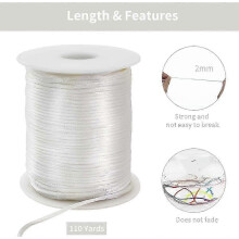 (Green A) 2mm x 100m Cream White Nylon Satin Rattail Macrame Waxed Trim Cord Bracelet Necklace Bulk