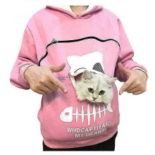 (Pink, XL) Sweat à capuche confortable et tendance pour femme amoureuse des chats avec poche kangourou