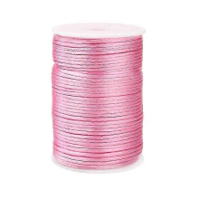 (Pink) 2mm x 100m Cream White Nylon Satin Rattail Macrame Waxed Trim Cord Bracelet Necklace Bulk