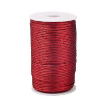 (Red) 2mm x 100m Cream White Nylon Satin Rattail Macrame Waxed Trim Cord Bracelet Necklace Bulk