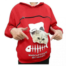 (Red, S) Sweat à capuche confortable et tendance pour femme amoureuse des chats avec poche kangourou