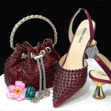(41, Red) Ensemble chaussures et sac pour femme, de conception italienne haut de gamme et fait main, dans des couleurs assorties
