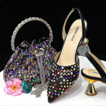 (39, colorful) Ensemble chaussures et sac pour femme, de conception italienne haut de gamme et fait main, dans des couleurs assorties