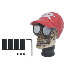 (Red) Manual Transmission Car Skull Shape Gear Shift Knob Lever Head