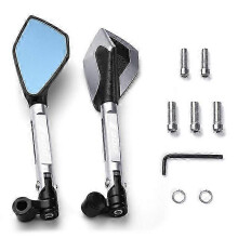 (Sliver) CNC Aluminum Blue Anti-glare Handlebar Rear View Mirrors for Kawasaki Z900 2017-2021