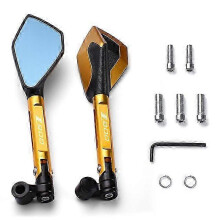 (Gold) CNC Aluminum Blue Anti-glare Handlebar Rear View Mirrors for Kawasaki Z900 2017-2021