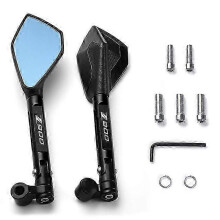 (Black) CNC Aluminum Blue Anti-glare Handlebar Rear View Mirrors for Kawasaki Z900 2017-2021