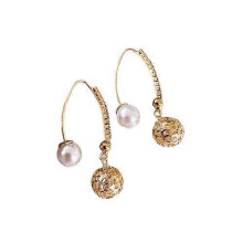 (Rose Gold) Boucles d'oreilles pendantes géométriques tendance en forme d'étoile et de lune, perles et zircon, bijoux de soirée pour femmes