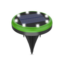 (8led Green) Lampe de jardin pour allée et cour, lampadaire solaire rond pour éclairage extérieur automatique