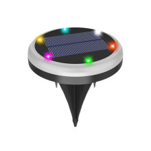 (6led Silver) Lampe de jardin pour allée et cour, lampadaire solaire rond pour éclairage extérieur automatique