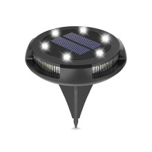 (10led White) Lampe de jardin pour allée et cour, lampadaire solaire rond pour éclairage extérieur automatique